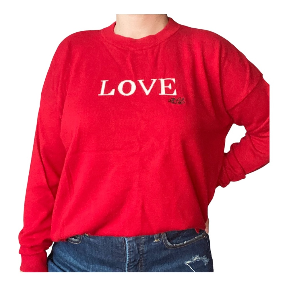 Ralph Lauren red LOVE crewneck light weight sweater, Unisex Size XL/16
